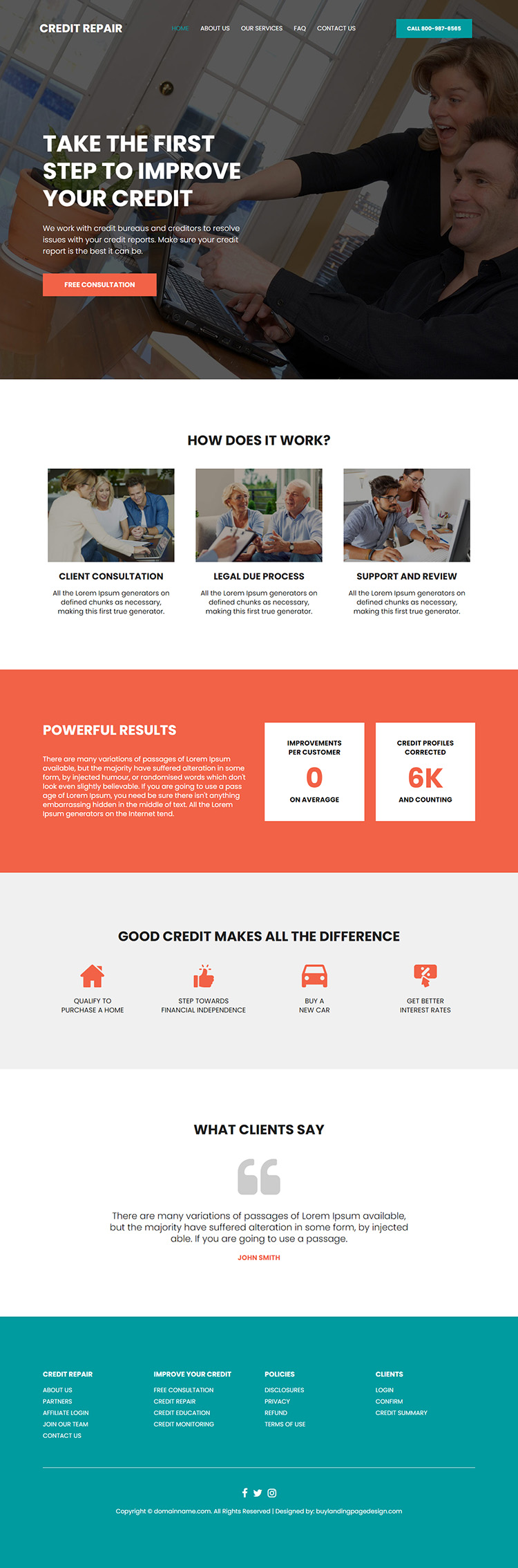credit repair and monitoring service website design