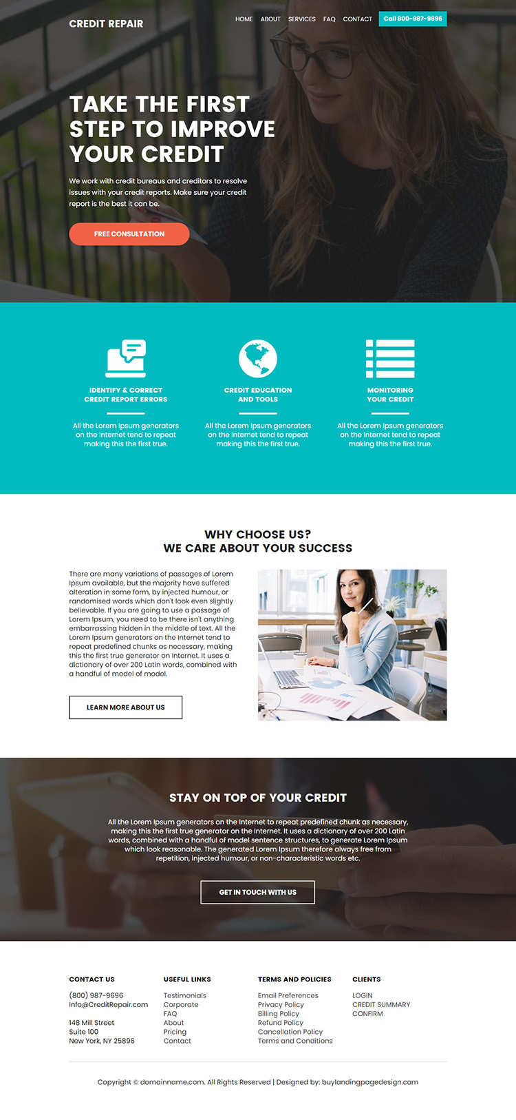 credit repair company free consultation lead capturing landing page