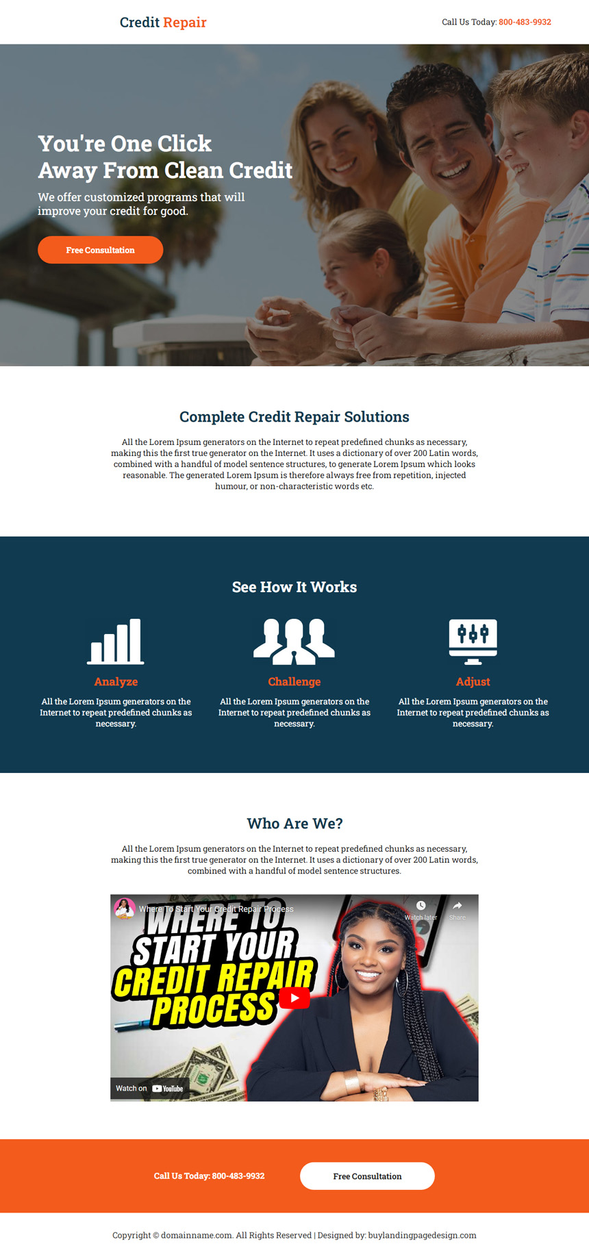 credit repair solutions responsive landing page