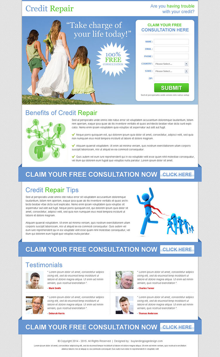 free credit repair consultation clean lead capture landing page