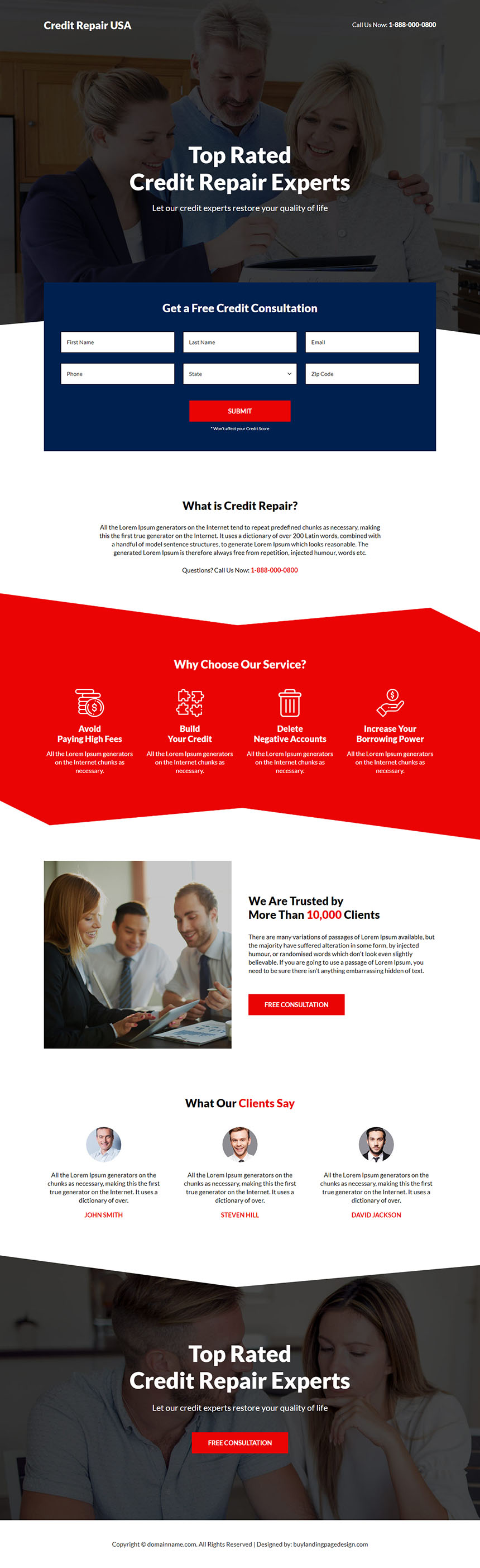 credit repair experts lead capture landing page