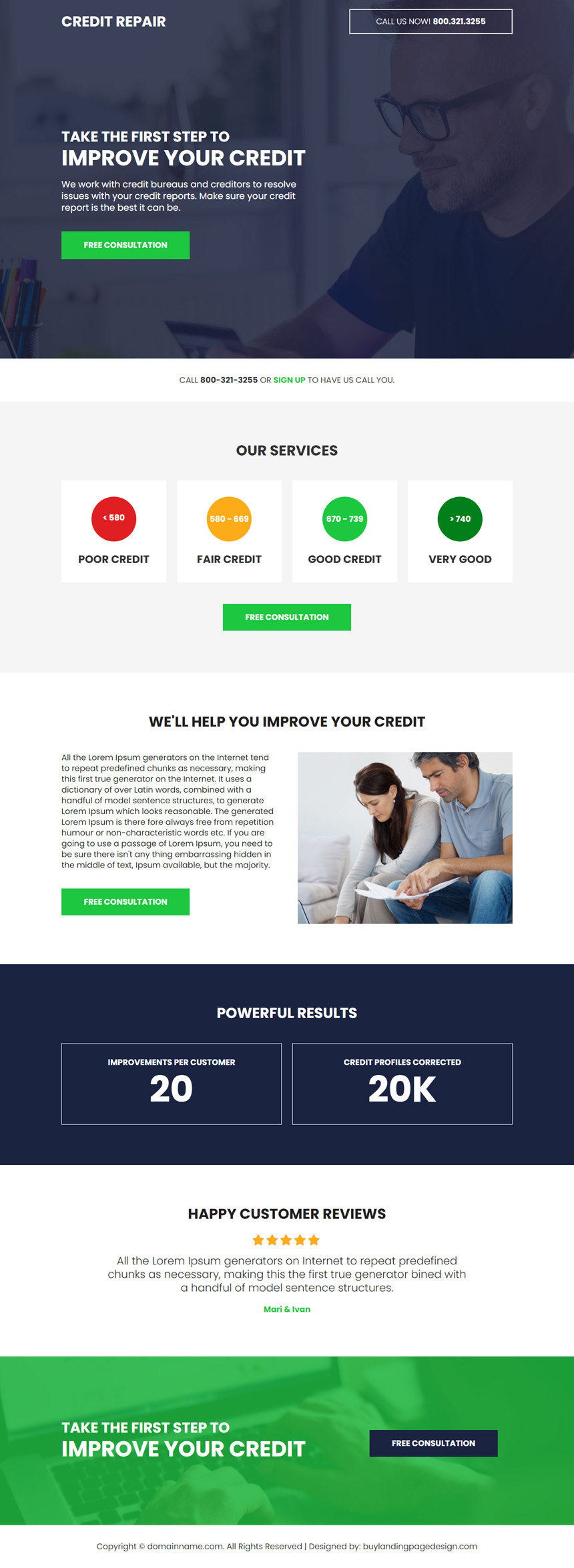 minimal credit repair free consultation landing page