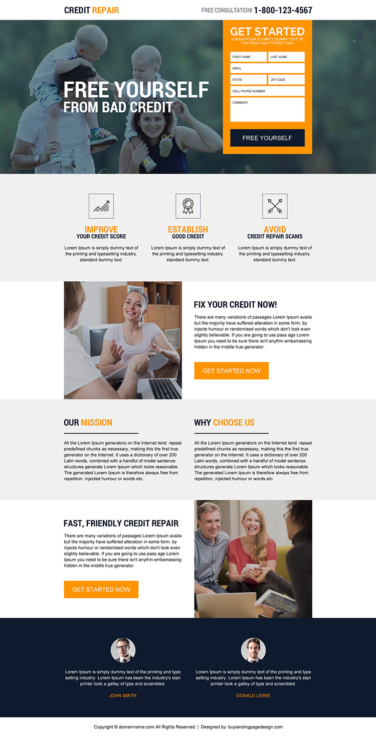 responsive credit repair free consultation lead generating landing page