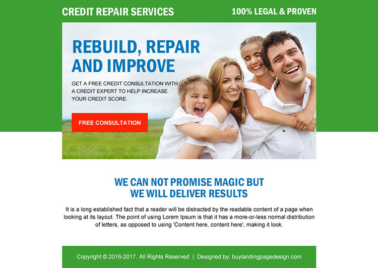 credit repair free consultation ppv landing page design