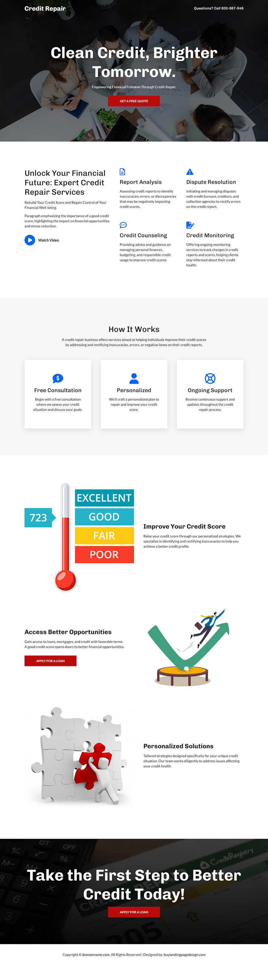 expert credit repair service lead capture landing page