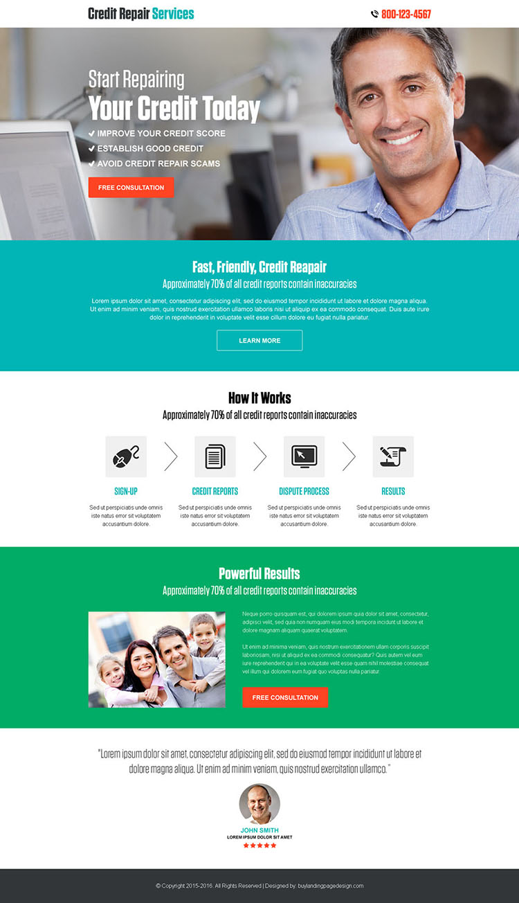 responsive credit repair free consultation landing page