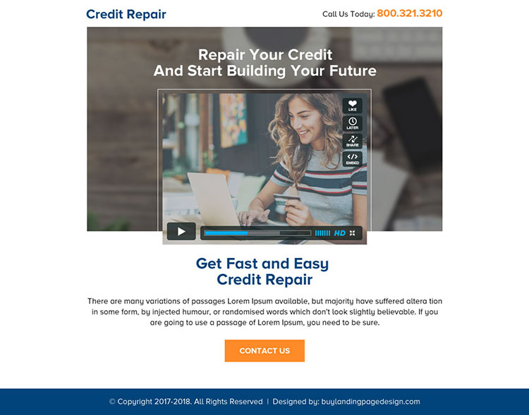 credit repair video ppv landing page design