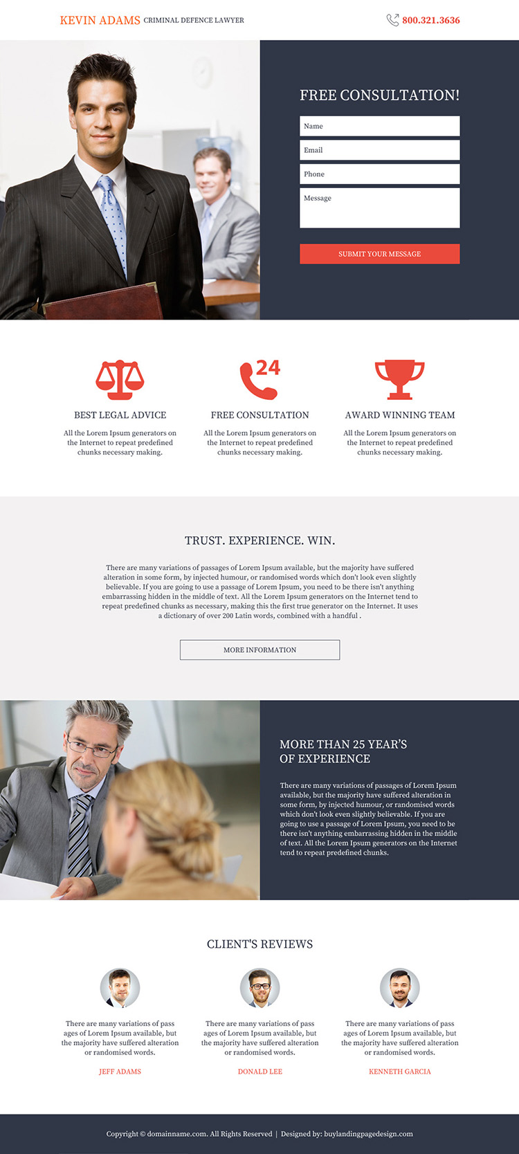 criminal defence lawyer responsive landing page design