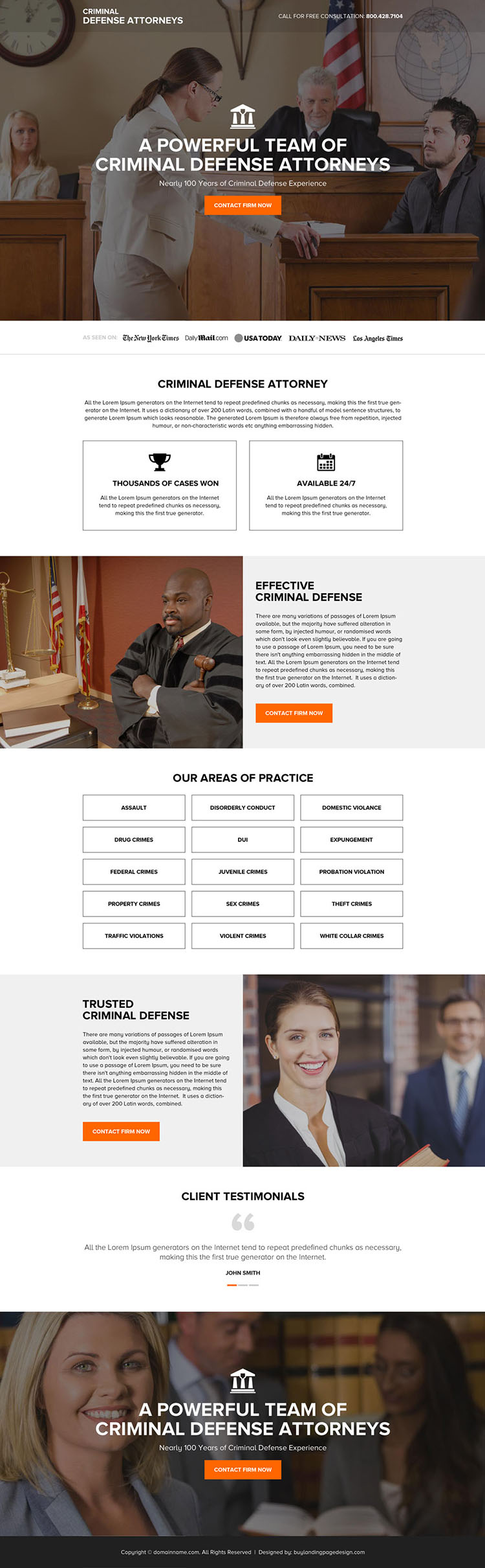 criminal defense attorney firm responsive landing page