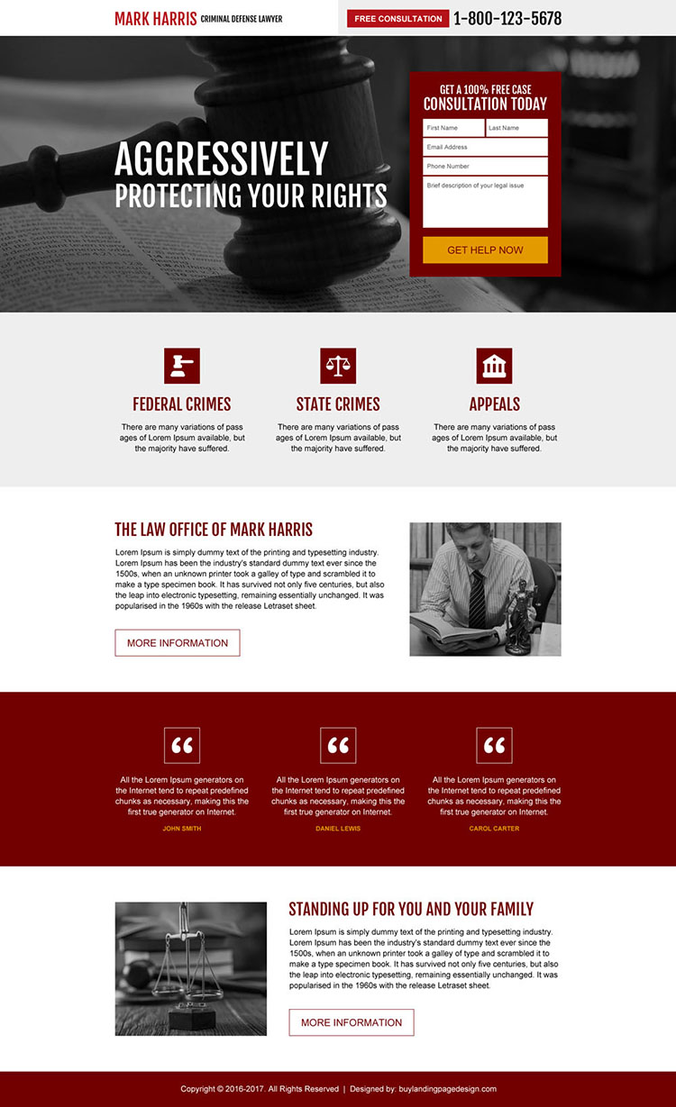 criminal defense lawyer responsive landing page design