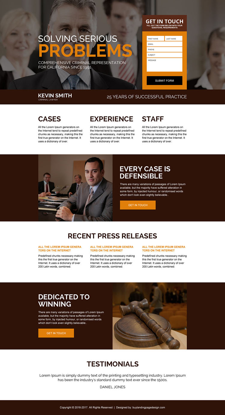 criminal lawyer converting landing page design