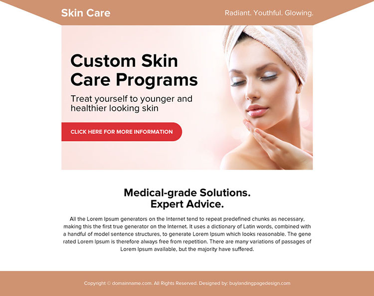 skin care medical solution ppv landing page design