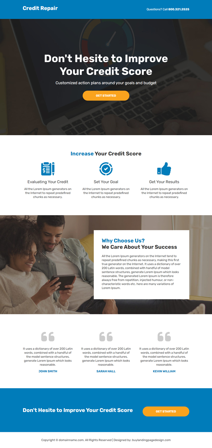 minimal credit repair service responsive landing page