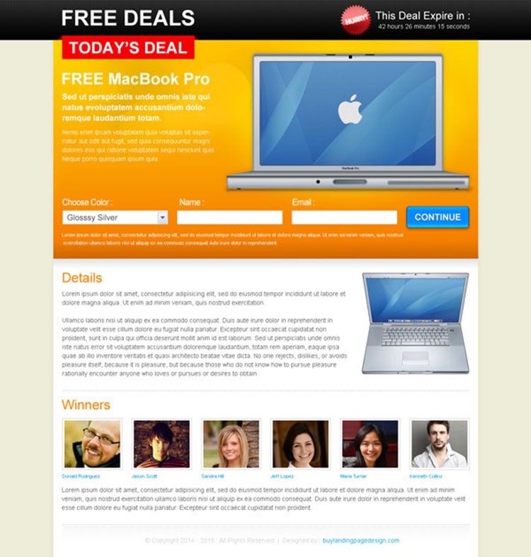 free deals lead capture lander design