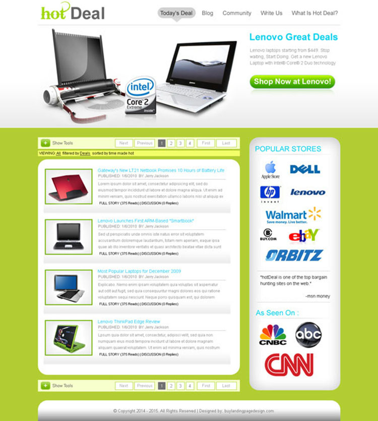 daily hot deal clean landing page design for sale