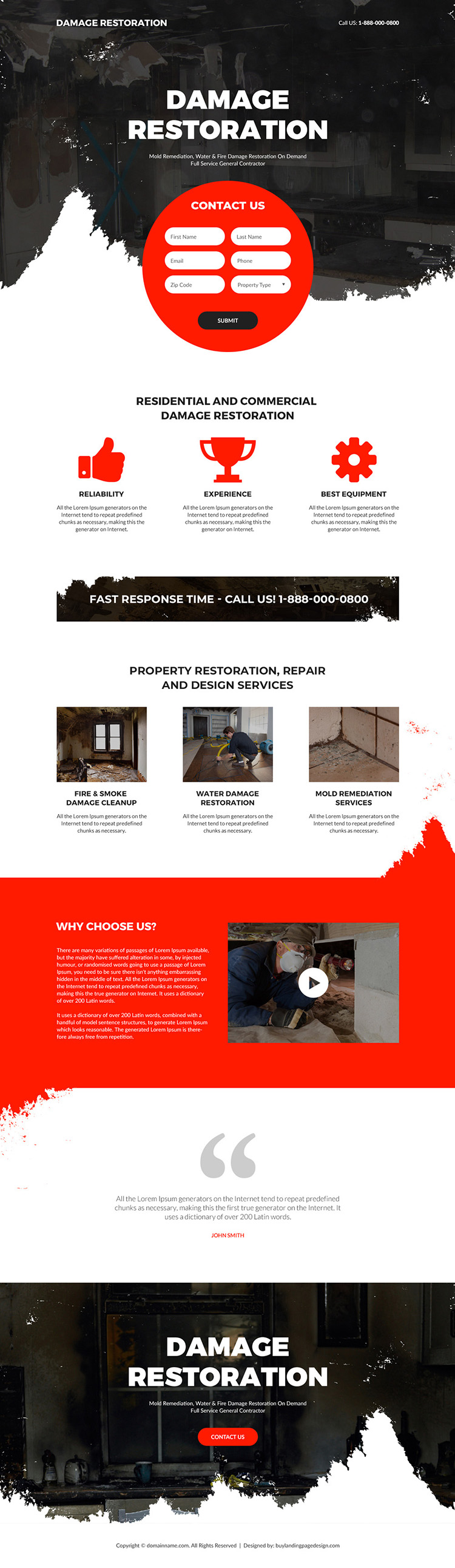 property restoration and repair experts landing page