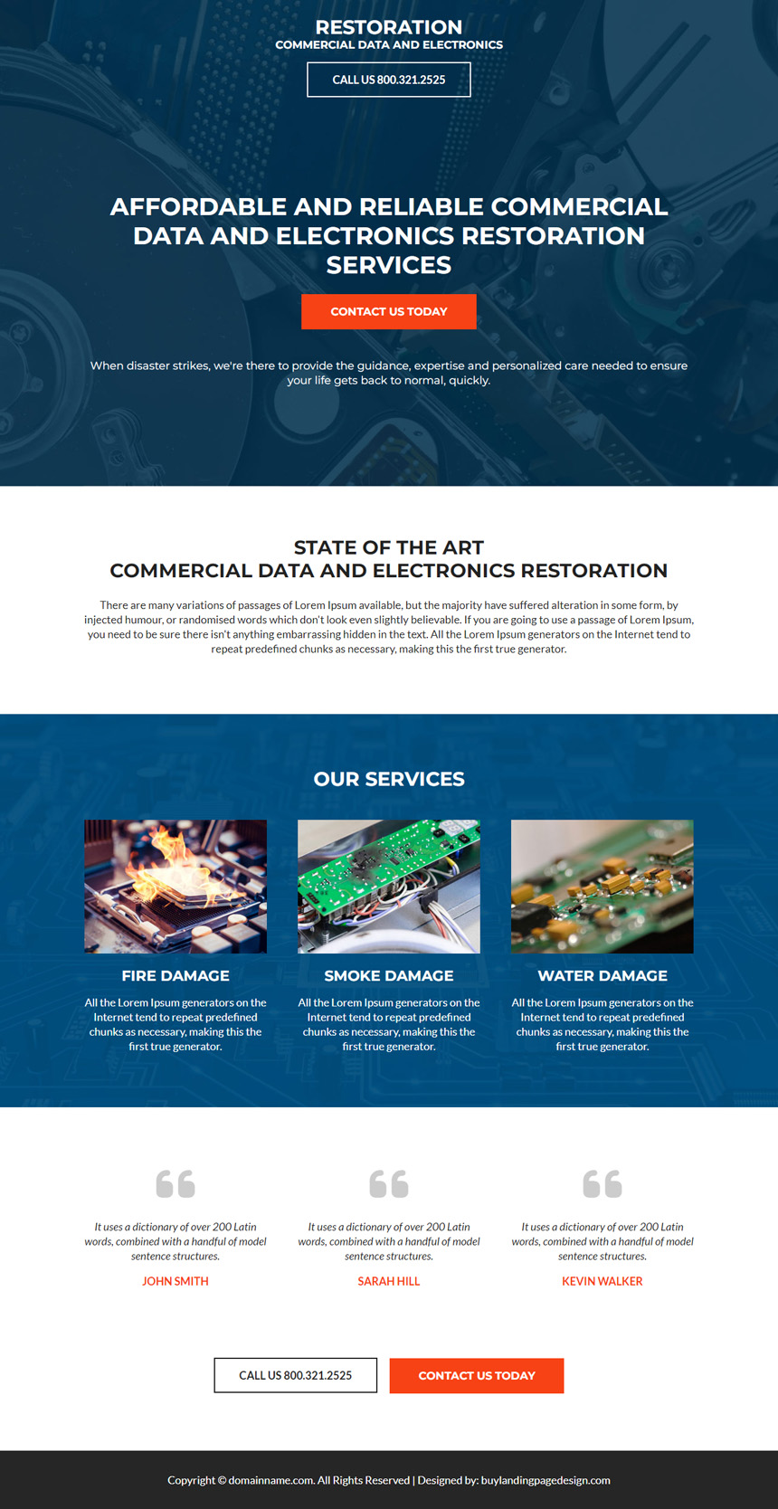 data recovery and electronics restoration responsive landing page