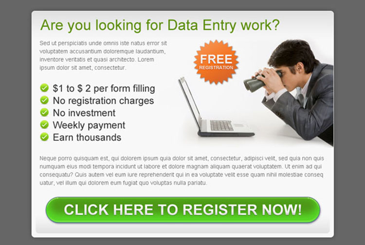 clean and converting call to action button ppv landing page design for work from home