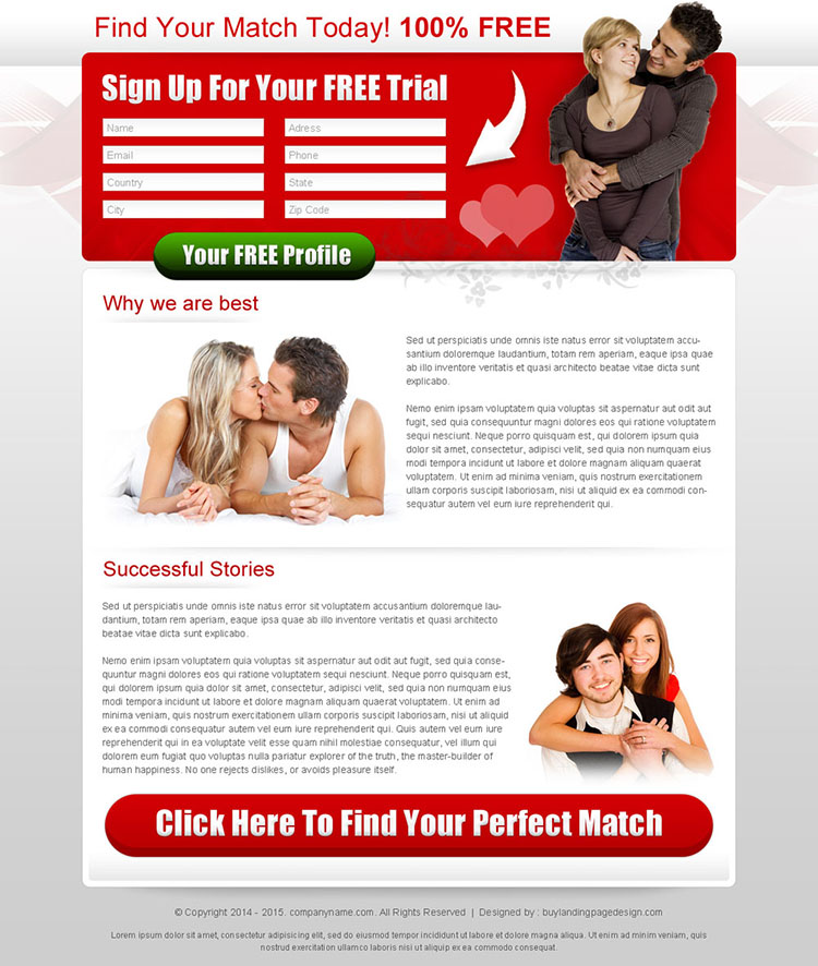 dating landing page design templates for new member sign up