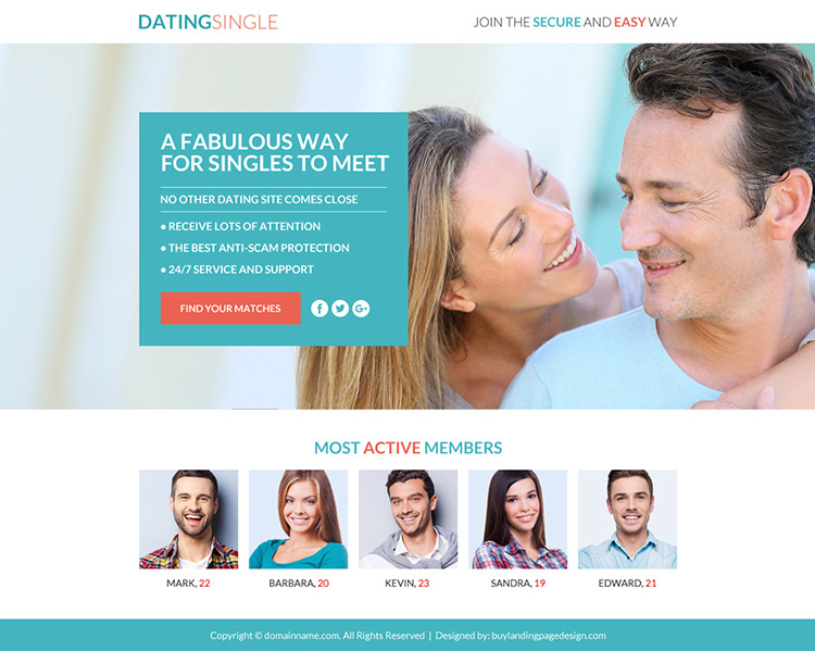 Christian dating landing page