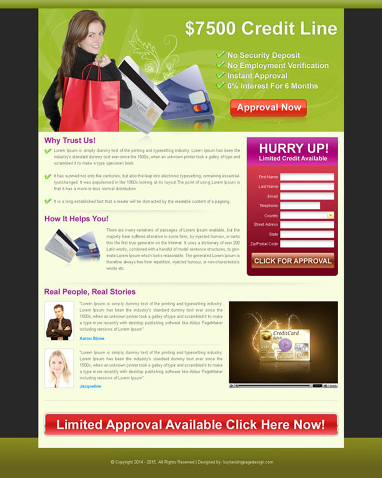 debt approval lead capture landing page design for sale