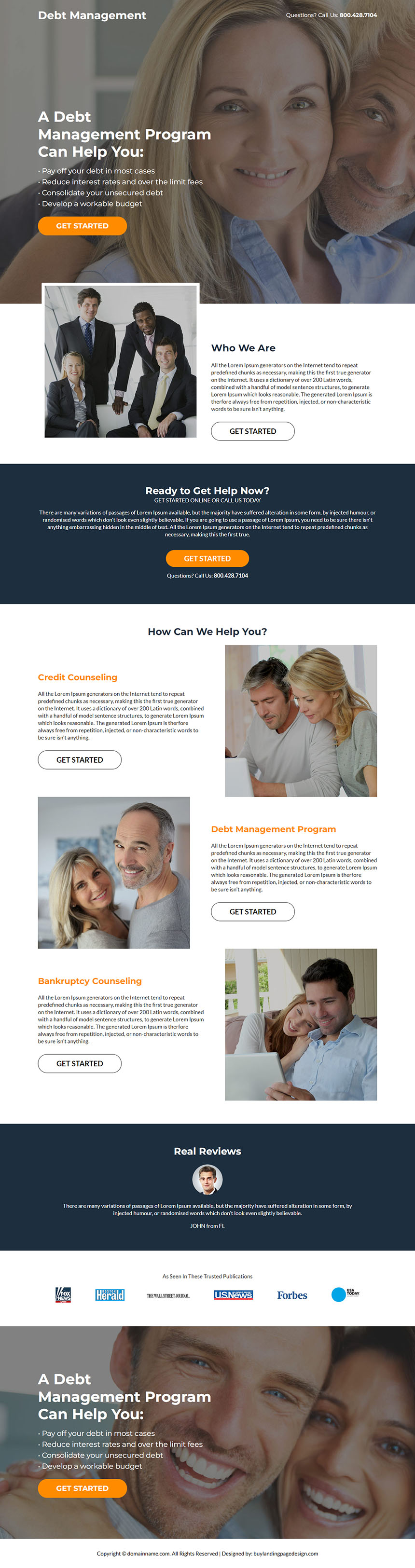 debt management program lead capture responsive landing page