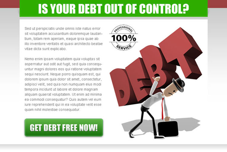 get debt free now effective ppv landing page design template