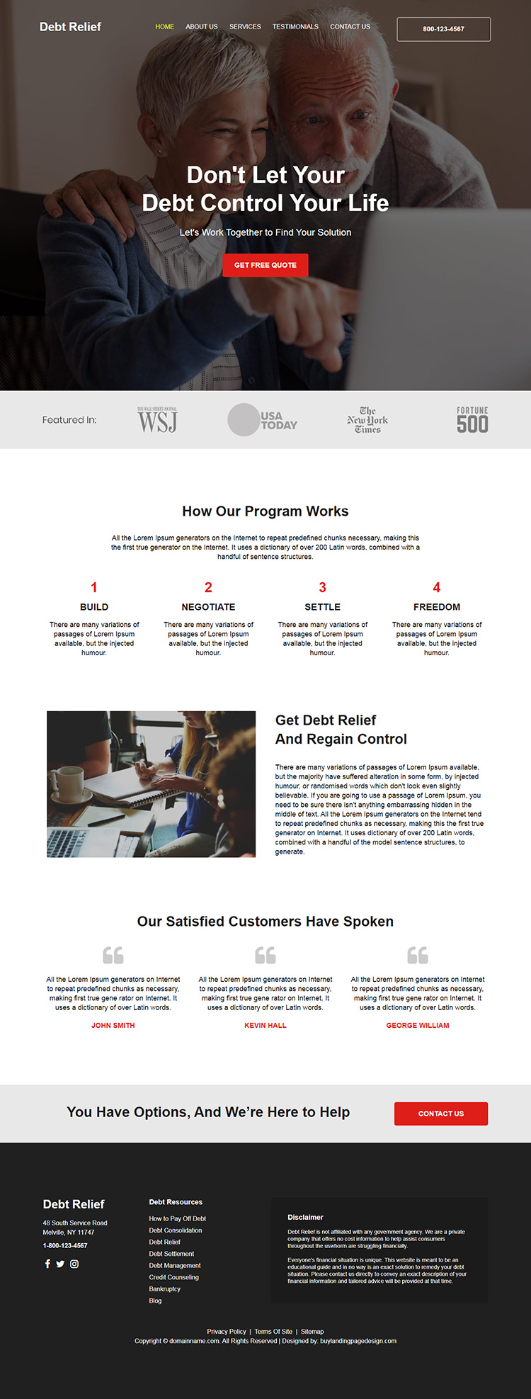 debt relief company responsive website design
