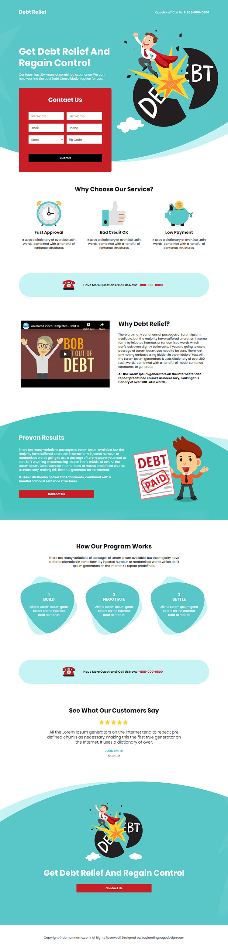 debt consolidation service responsive landing page design