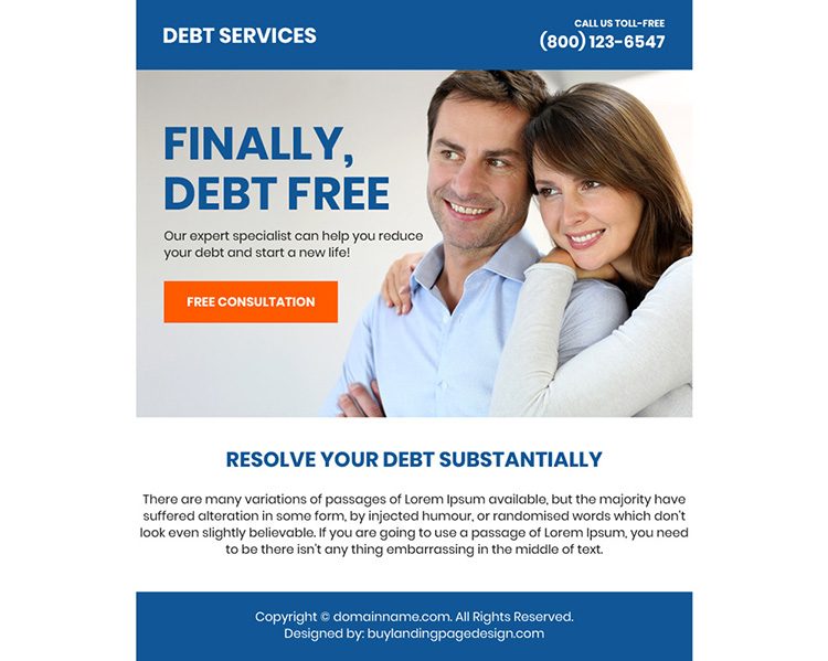 debt relief service free consultation ppv landing page design