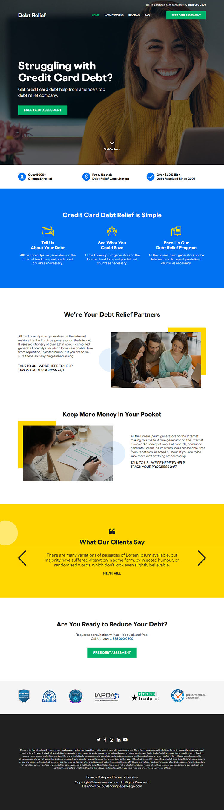 credit card debt relief company responsive website design