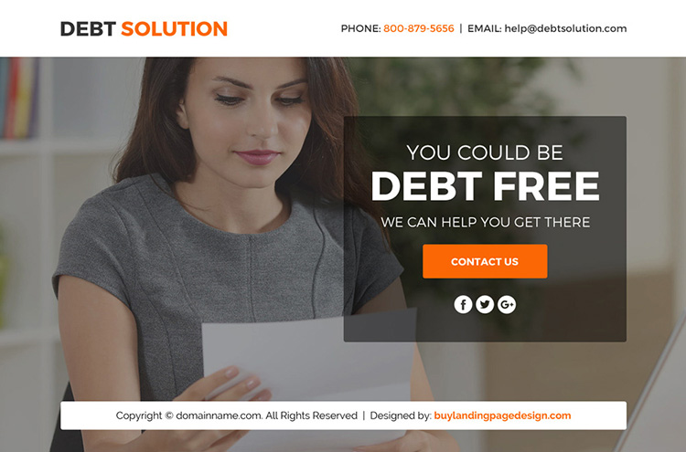 debt solution marketing funnel responsive landing page
