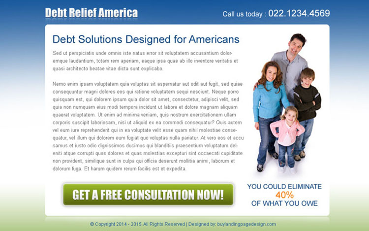 debt solutions for americans converting ppv landing page design template