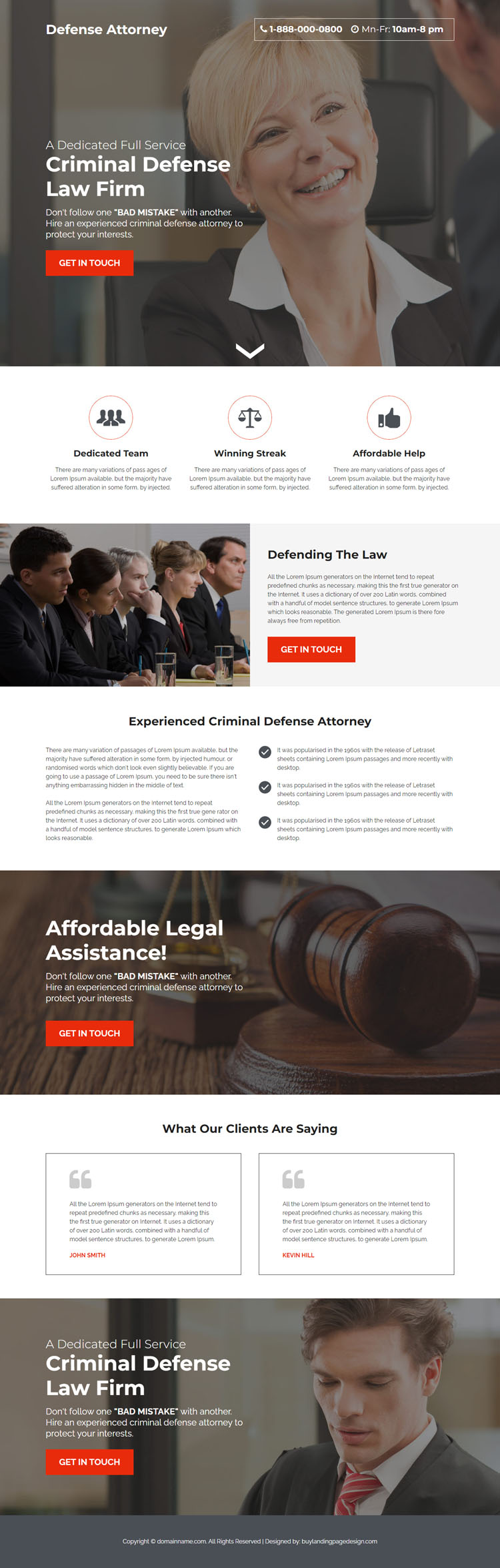 criminal defense attorney lead capture landing page