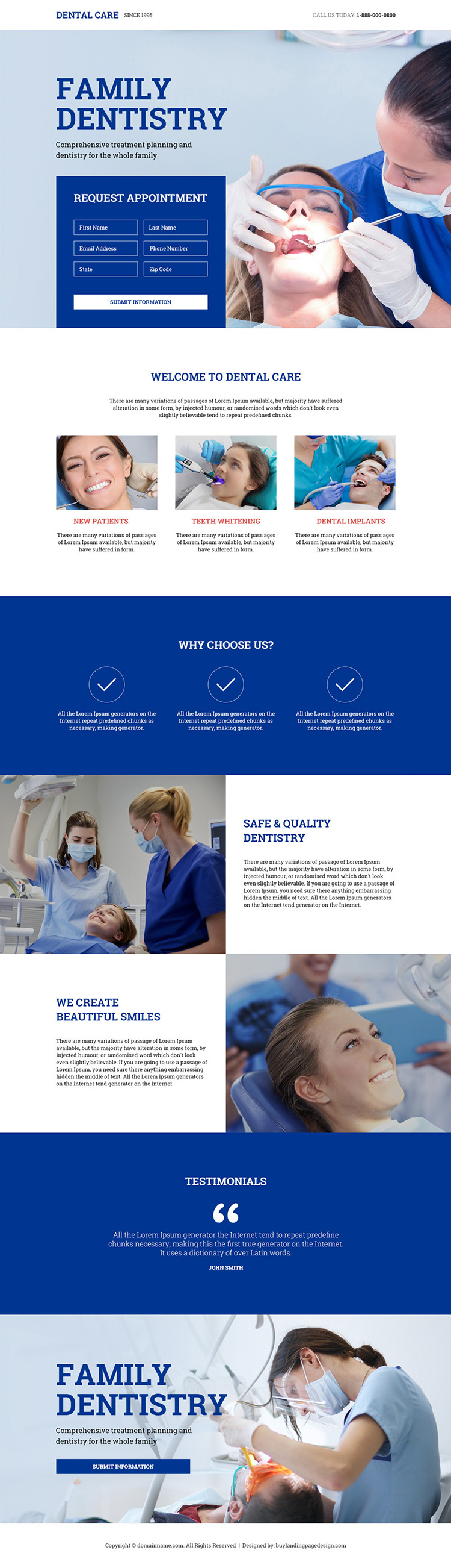 family dental clinic responsive landing page design