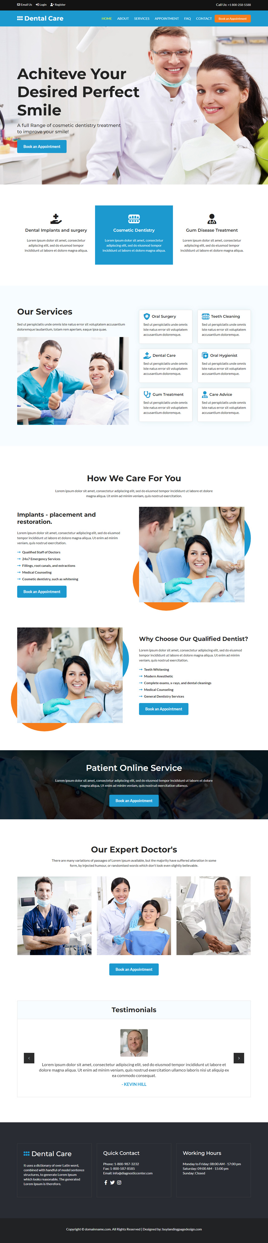 dental care service responsive website design