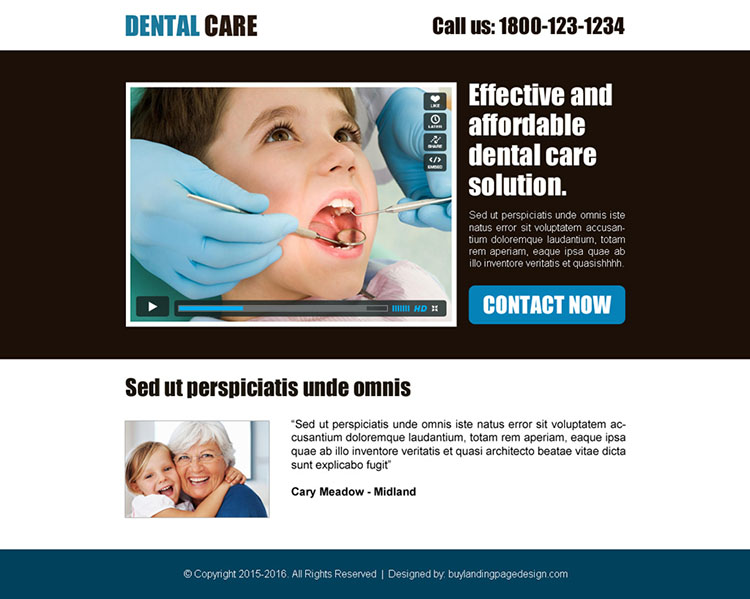 dental care call to action converting ppv landing page design