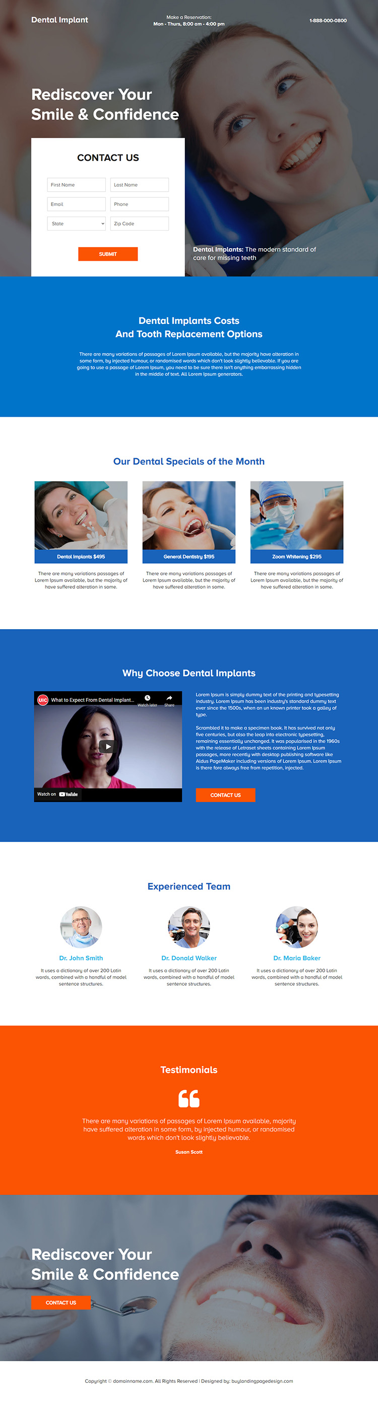 dental implants lead capture responsive landing page