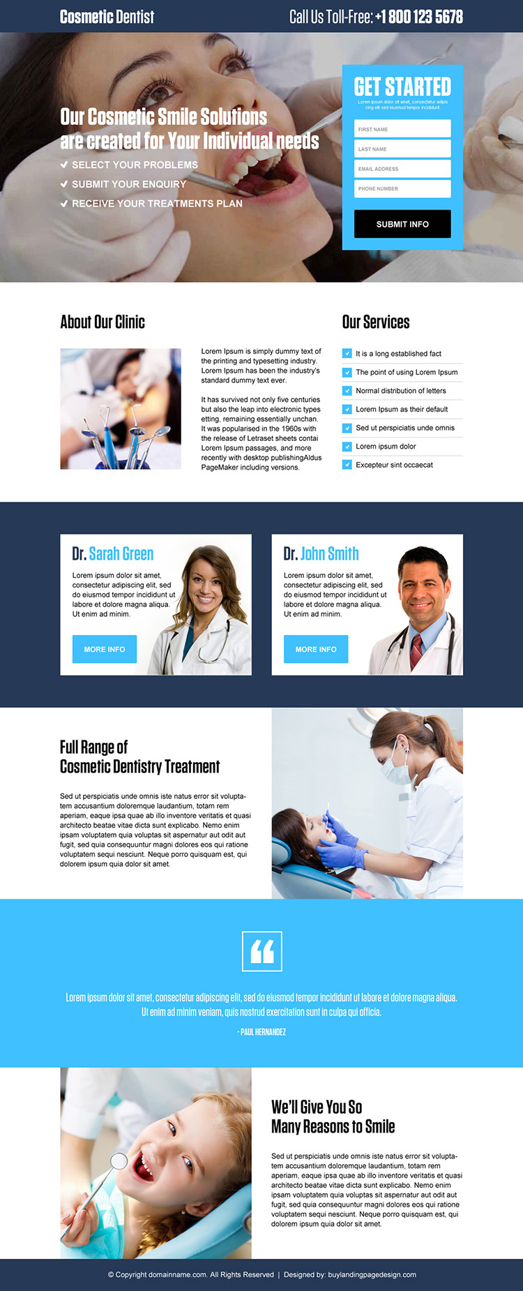 dentist lead generating responsive landing page design