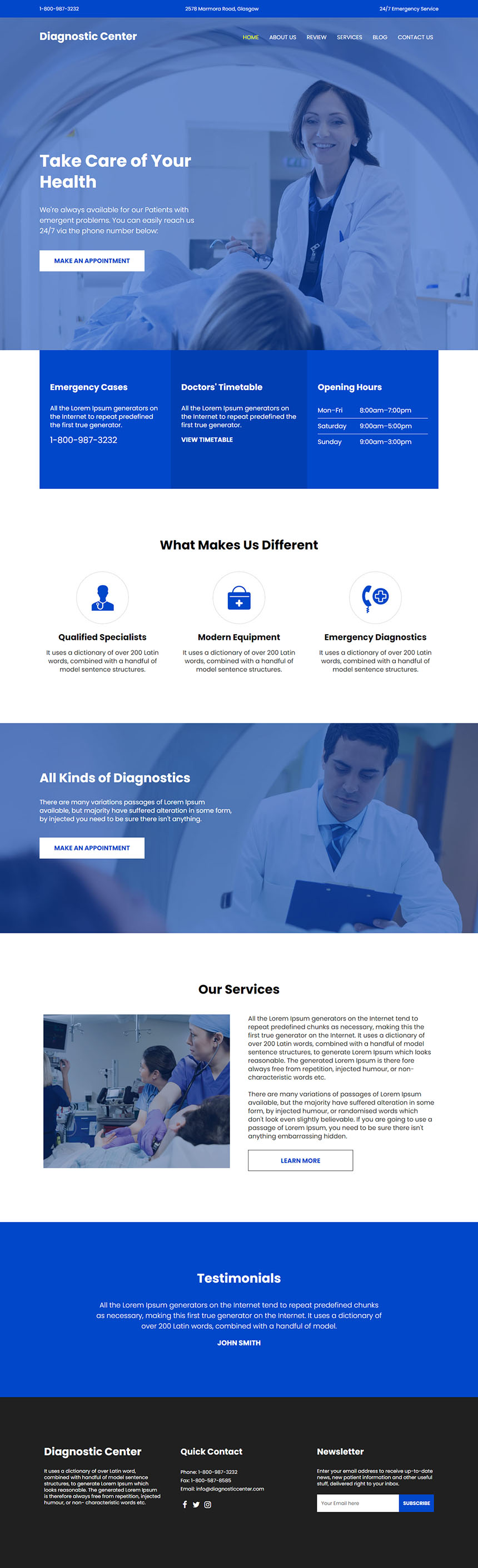 diagnostic center responsive website design