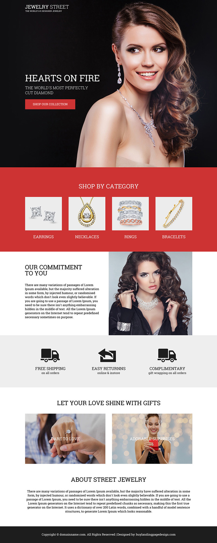 diamond jewelry lead generating bootstrap landing page design