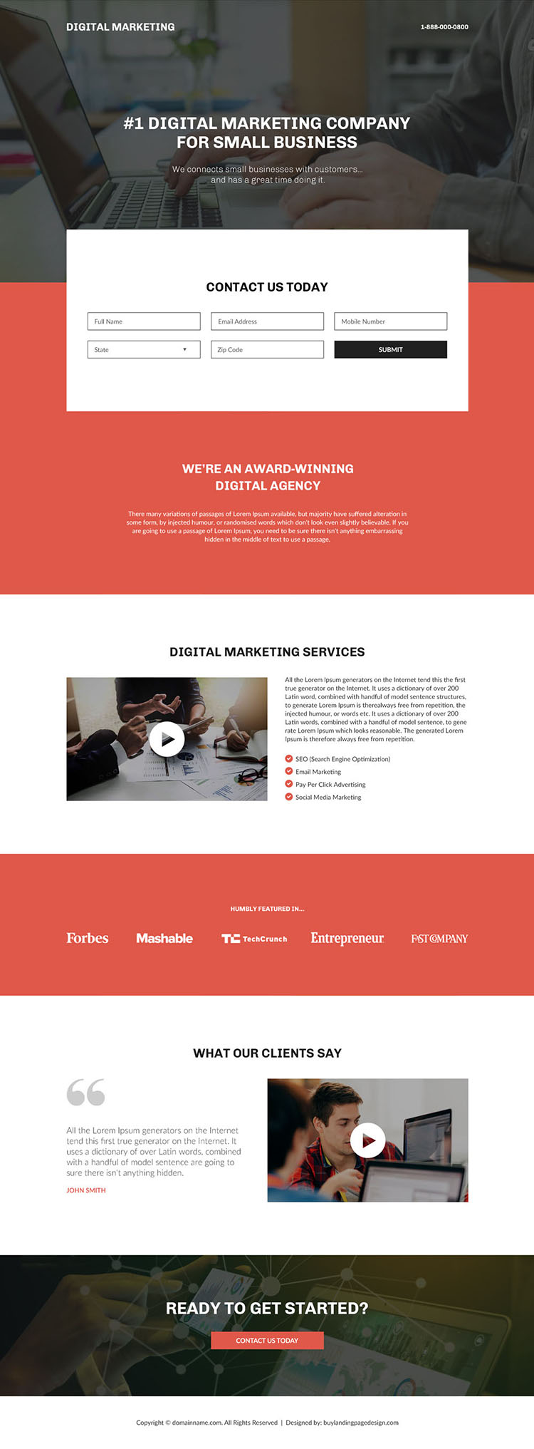 digital marketing company for small business landing page