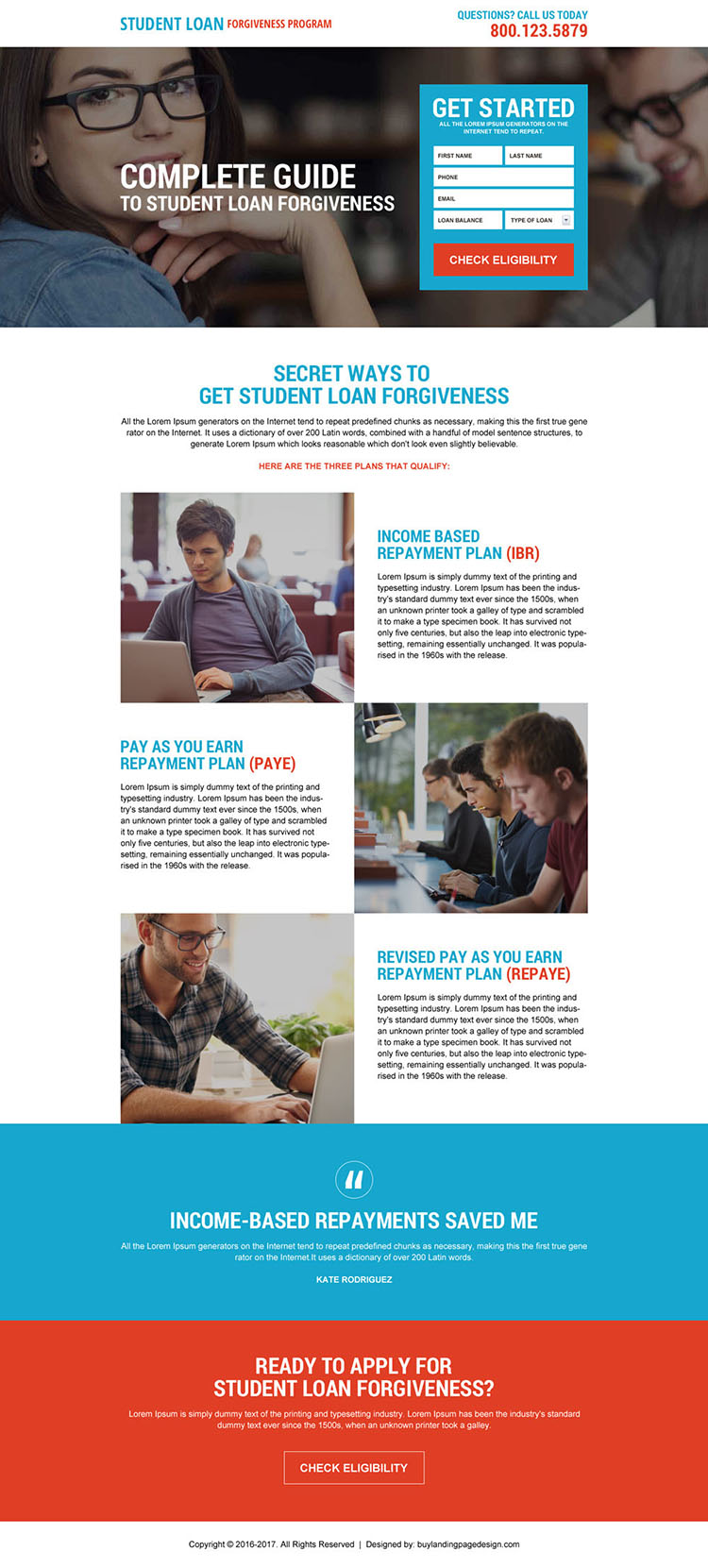 direct student loan forgiveness responsive landing page design