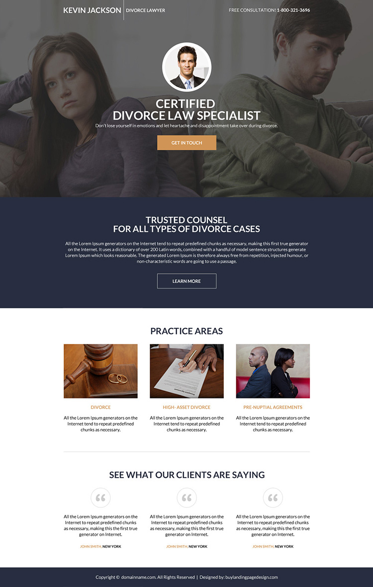 divorce lawyer specialist responsive landing page design