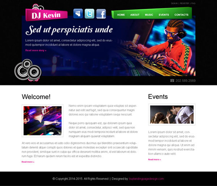 dj attractive and effective personal website template psd