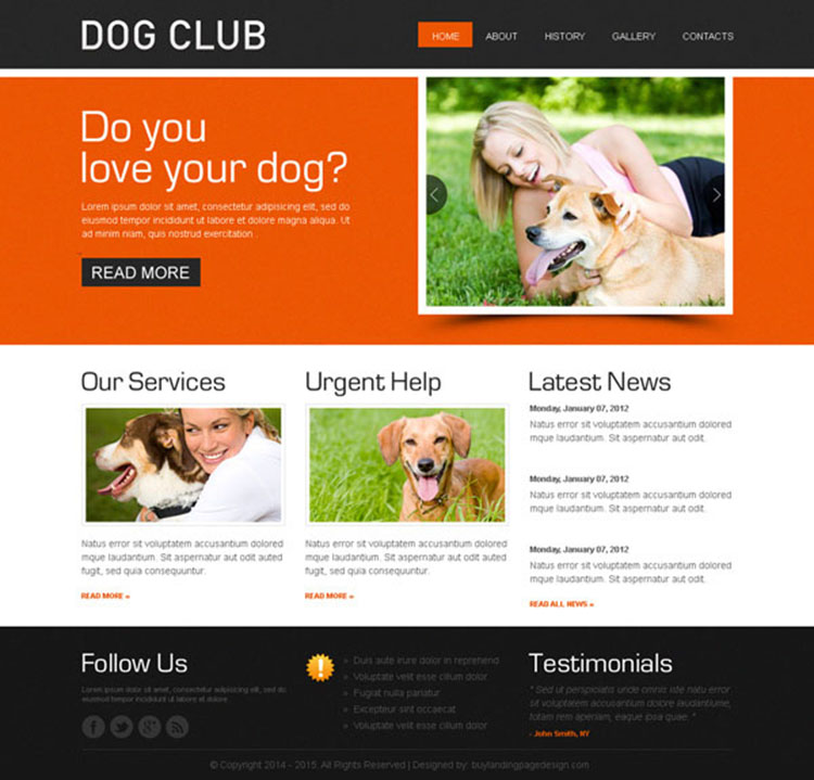 dog club website template design psd