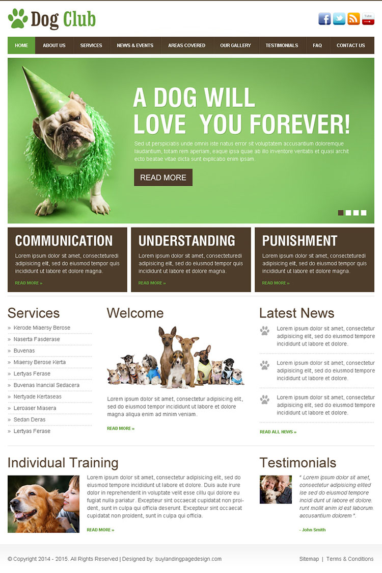 dog lovers club beautiful and clean html website template