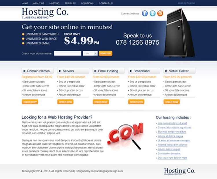 domain booking converting website template design psd