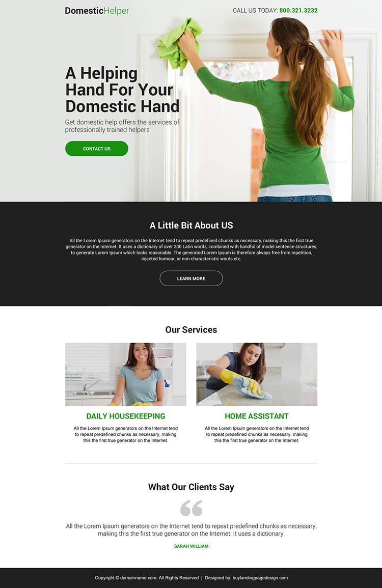 domestic help service mini responsive landing page