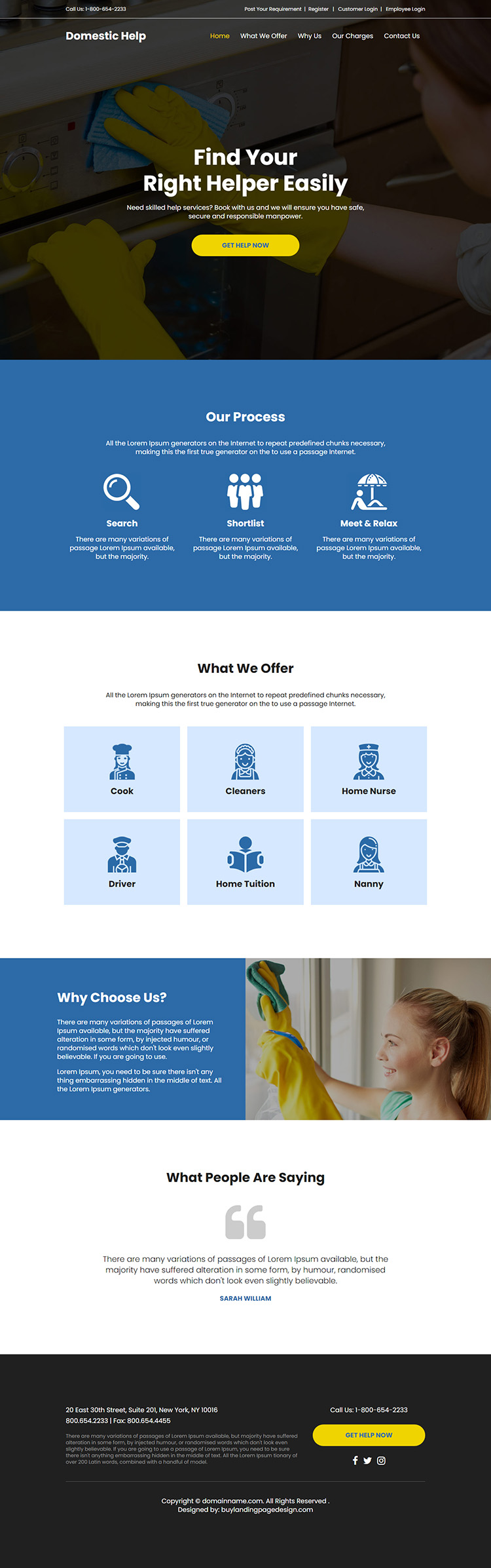 domestic helper service responsive website design
